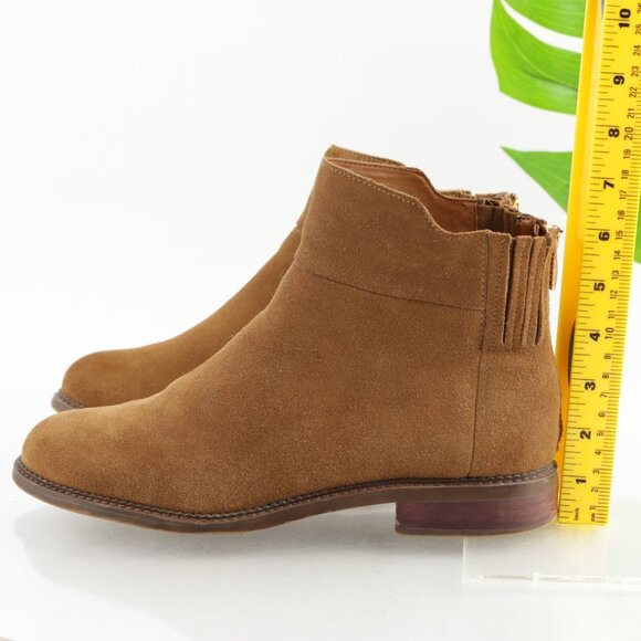 Franco Sarto Womens Hawk Boots Size 10 Camel Tan Suede Booties Low Block Heel - Picture 5 of 11